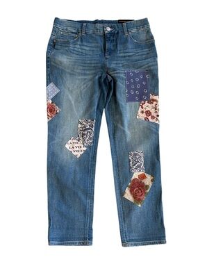 Chico's So Slimming Crop Pant Patchwork Denim 5 Pocket Jeans Chico's So Slim